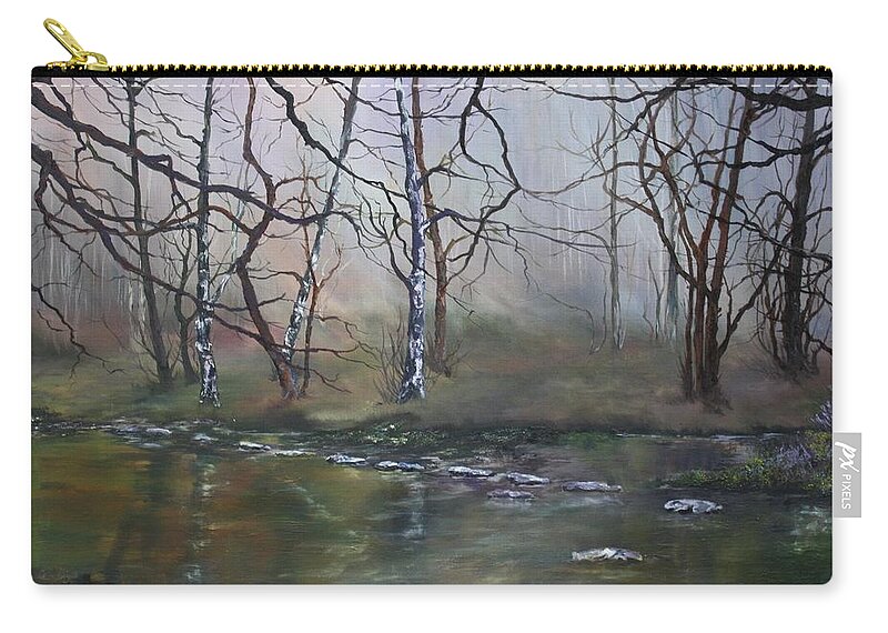 Fairoak Pools Zip Pouch featuring the painting Stepping Stones on Cannock Chase by Jean Walker