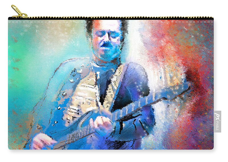 Music Zip Pouch featuring the painting Steve Lukather 01 by Miki De Goodaboom
