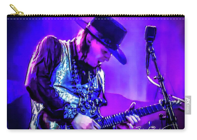 Stevie Ray Vaughan Zip Pouch featuring the photograph Stevie Ray Vaughan - Tightrope by Glenn Feron