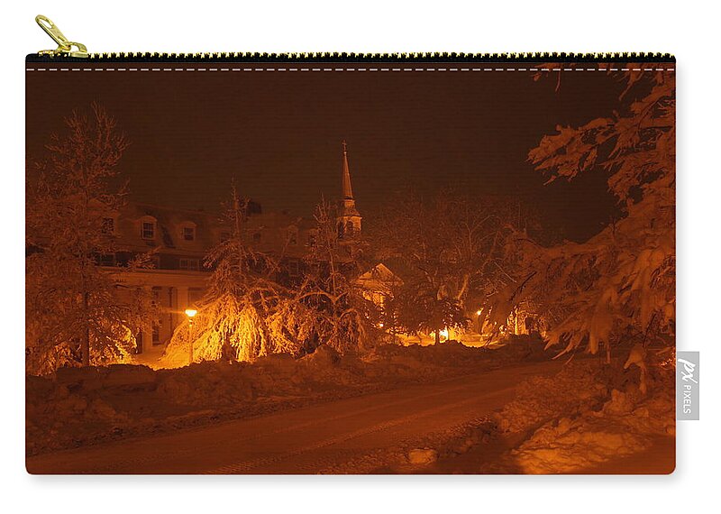 Stfx Zip Pouch featuring the photograph StFX University Under the Snow by Brendan Riley