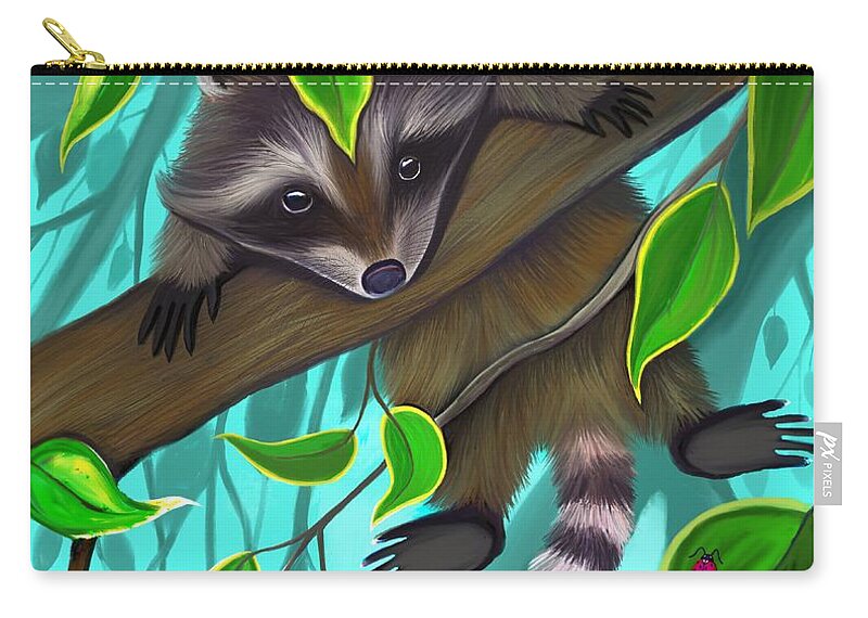 Raccoons Zip Pouch featuring the digital art Still Holding On by Nick Gustafson