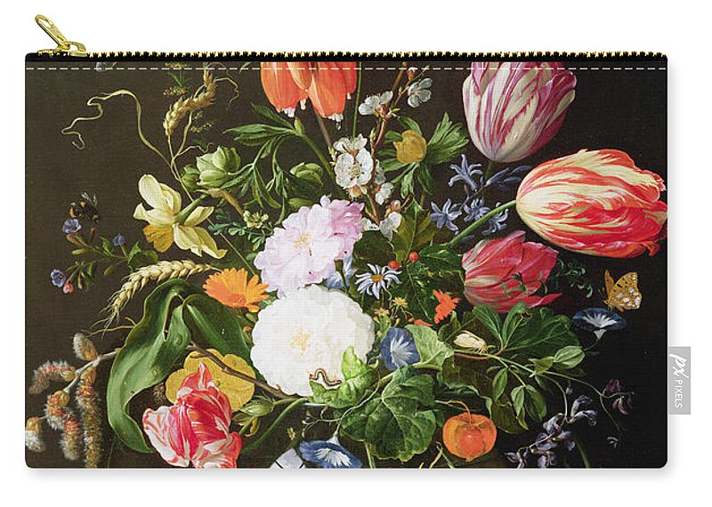 Still Zip Pouch featuring the painting Still Life of Flowers by Jan Davidsz de Heem