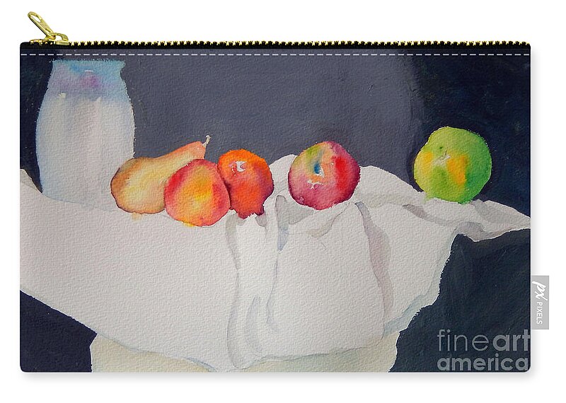 Top Artist Zip Pouch featuring the painting Still Life With Fruit by Sharon Nelson-Bianco