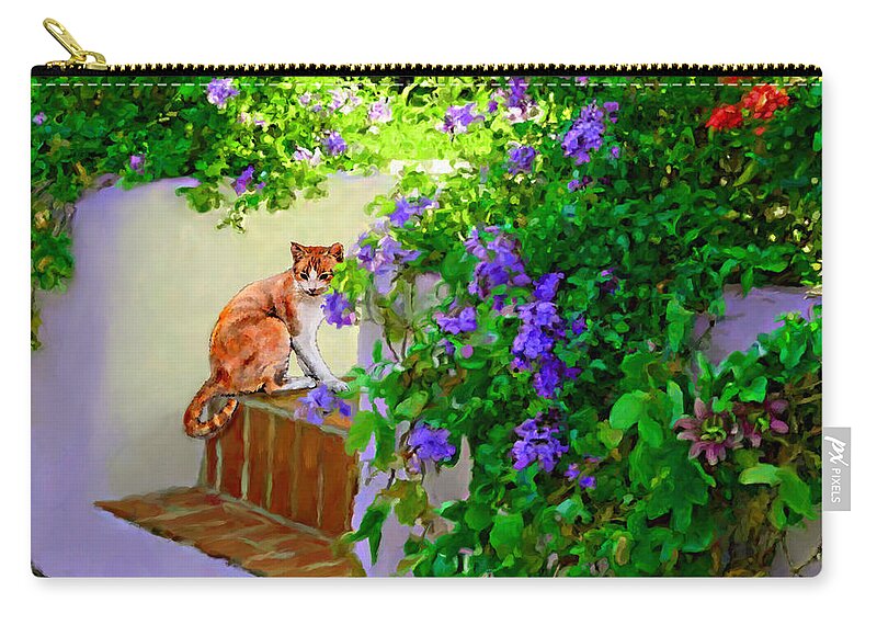 Cats Zip Pouch featuring the painting Still Waiting by David Van Hulst
