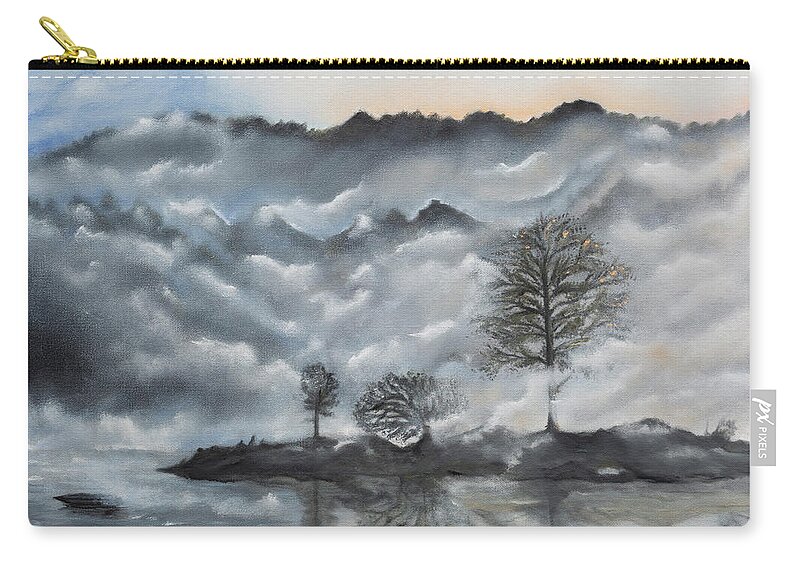 Lake Zip Pouch featuring the painting Stillness by Neslihan Ergul Colley
