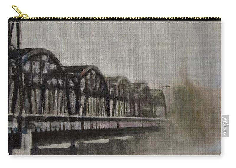 Stillwater Minnesota Zip Pouch featuring the painting Stillwater by Cara Frafjord