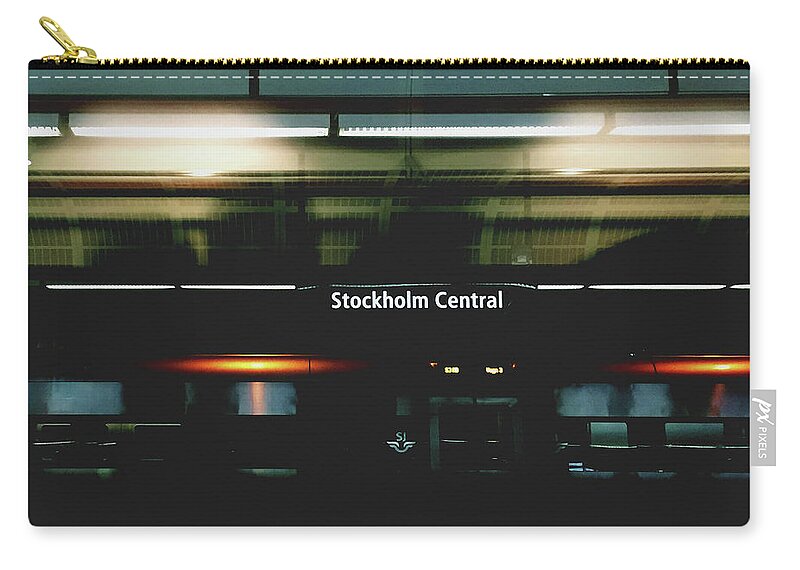 Train Zip Pouch featuring the photograph Stockholm Central- Photograph by Linda Woods by Linda Woods