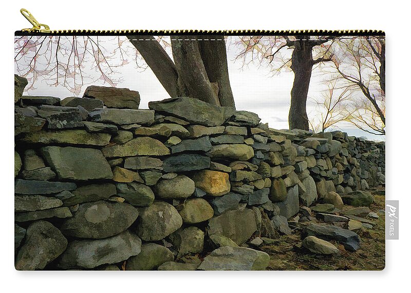Colt State Park Zip Pouch featuring the photograph Stone Wall, Colt State Park by Nancy De Flon