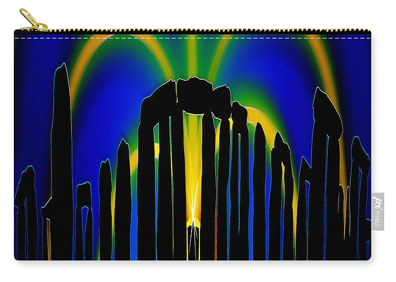Sun Zip Pouch featuring the painting Stonehenge Solstice 2 by Neil Finnemore