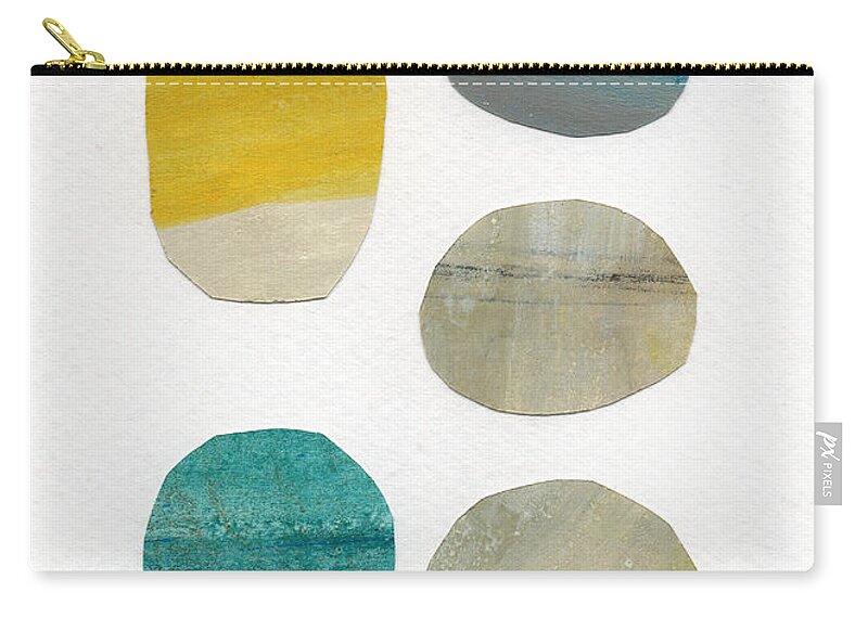 Abstract Art Zip Pouch featuring the mixed media Stones- abstract art by Linda Woods