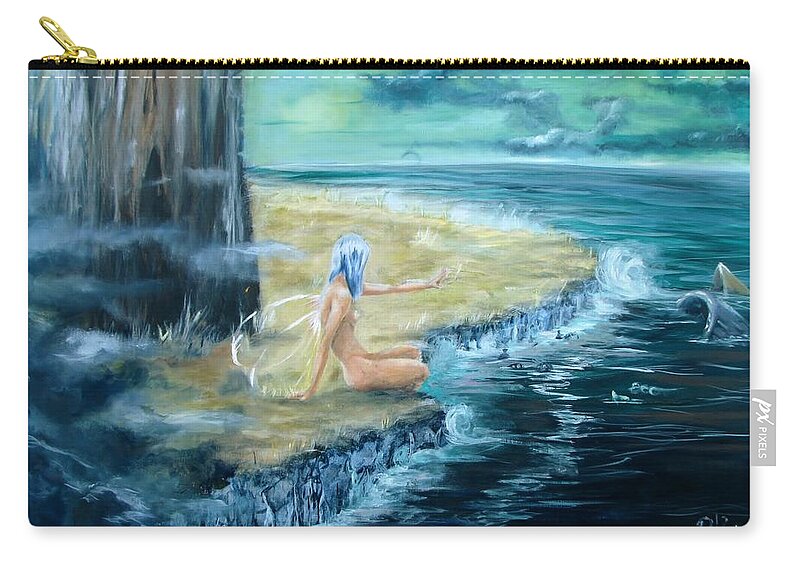 Gaia Zip Pouch featuring the painting Stop In The Name Of Gaia by Patricia Kanzler