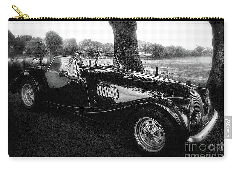Classic Car Zip Pouch featuring the photograph Stopping Under the Dark Hedges by Norma Warden