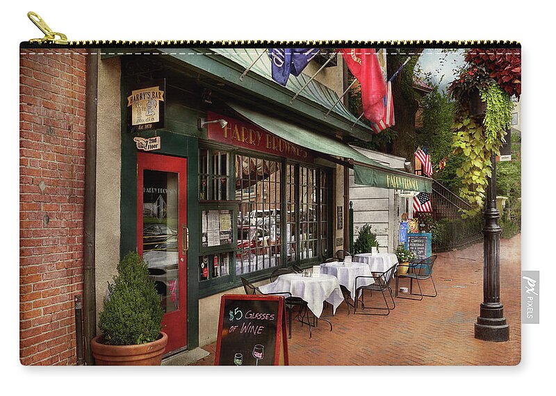 Annapolis Zip Pouch featuring the photograph Store Front - Annapolis MD - Harry Brownes by Mike Savad