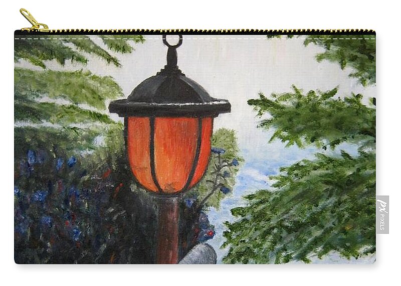 Solar Light Carry-all Pouch featuring the painting Storm on Lake of the Woods by Marilyn McNish
