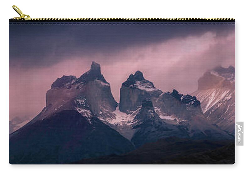 Storm Zip Pouch featuring the photograph Storm on the Peaks by Andrew Matwijec