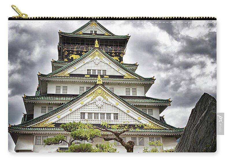 Osaka Zip Pouch featuring the photograph Storm over Osaka Castle by Jane Rix