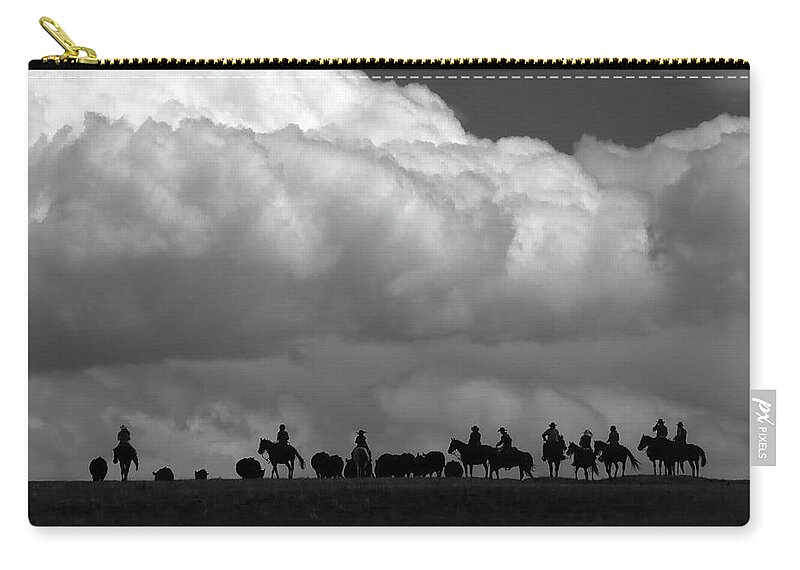 Horses Zip Pouch featuring the photograph Storm Over the Herd by Sam Sherman