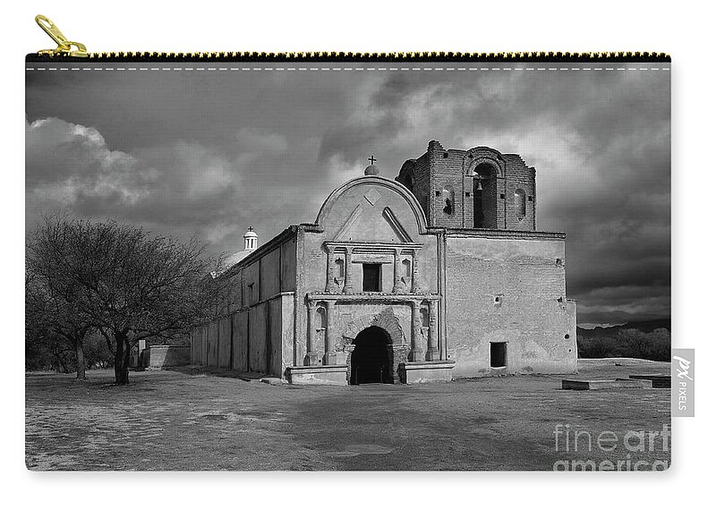 Southwest Zip Pouch featuring the photograph Storm Over Tumacacori II by Sandra Bronstein