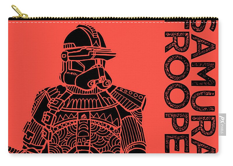 Stormtrooper Zip Pouch featuring the mixed media Stormtrooper - Red - Star Wars Art by Studio Grafiikka