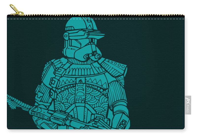 Stormtrooper Zip Pouch featuring the mixed media Stormtrooper Samurai - Star Wars Art - Blue 03 by Studio Grafiikka