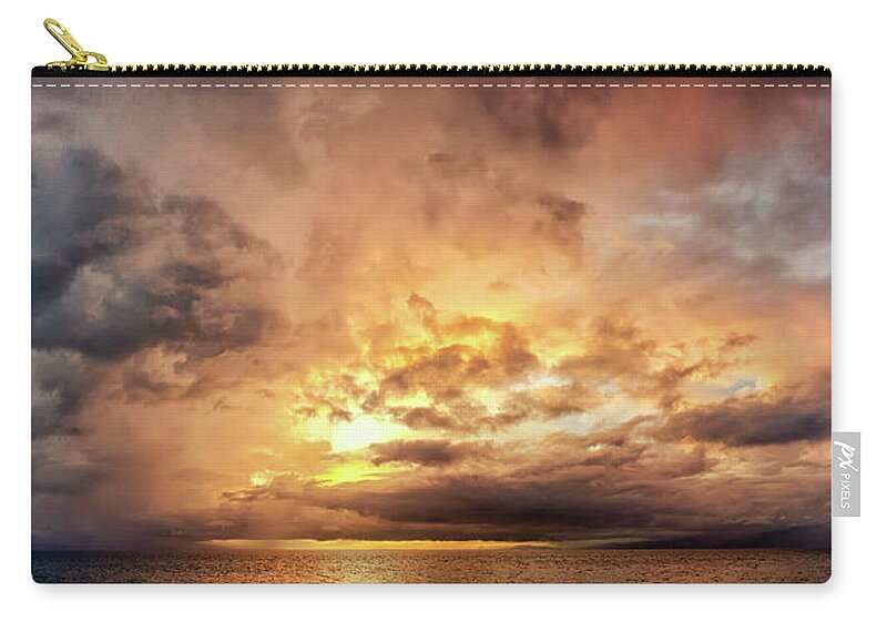 Sunset Zip Pouch featuring the photograph Stormy Ka'anapali Sunset by Christopher Johnson