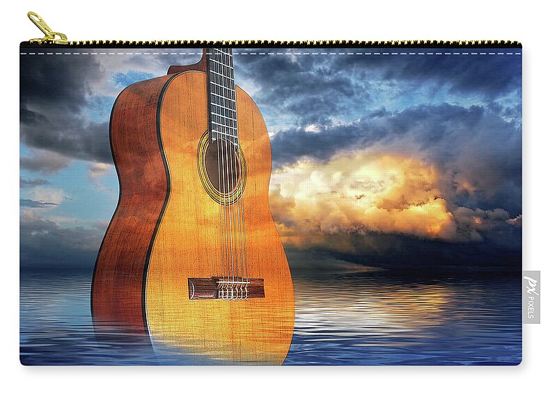 Acoustic Guitar Zip Pouch featuring the photograph Stormy Night Blues by Gill Billington
