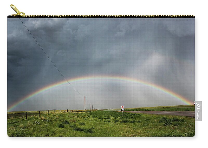 Rainbow Zip Pouch featuring the photograph Stormy Rainbow by Ryan Crouse