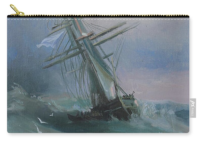 Russian Artists New Wave Carry-all Pouch featuring the painting Stormy Sails by Ilya Kondrashov