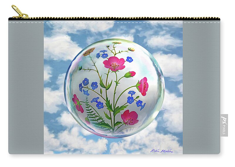  Flower Globe Zip Pouch featuring the digital art Storybook Ending by Robin Moline