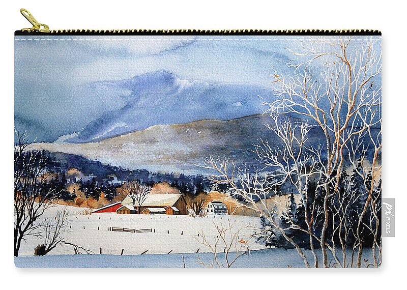 Stowe Valley Farm Painting Zip Pouch featuring the painting Stowe Valley Farm by Hanne Lore Koehler