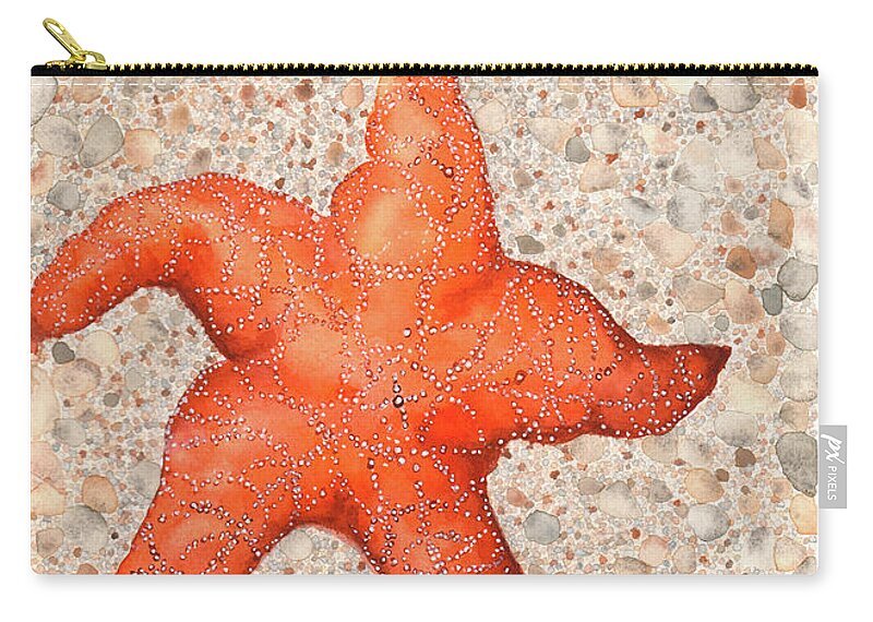 Starfish Carry-all Pouch featuring the painting Stranded Starfish by Hilda Wagner