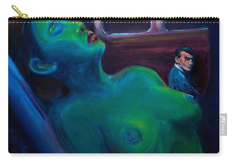 Train Zip Pouch featuring the painting Stranger on a Train by Jason Reinhardt