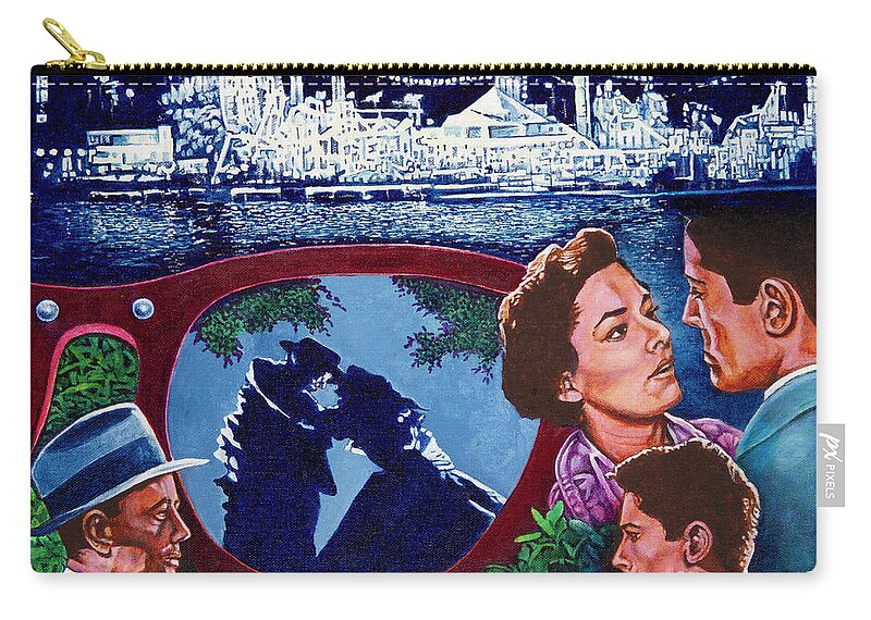 Farley Granger Zip Pouch featuring the painting Strangers by Michael Frank