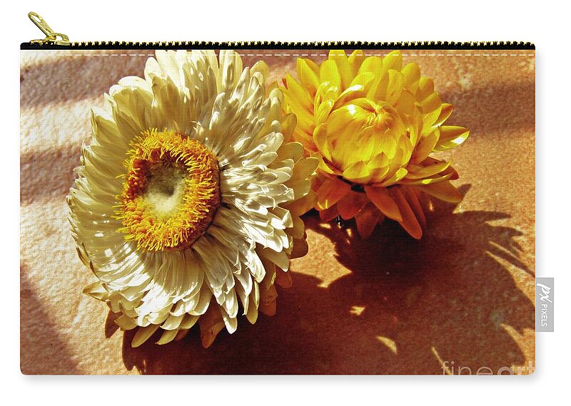 Strawflower Zip Pouch featuring the photograph Strawflowers on the Window Sill 5 by Sarah Loft