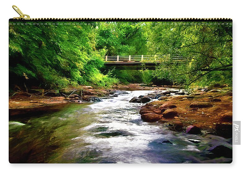 Landscape Zip Pouch featuring the photograph Stream In Boulder Colorado by James Steele