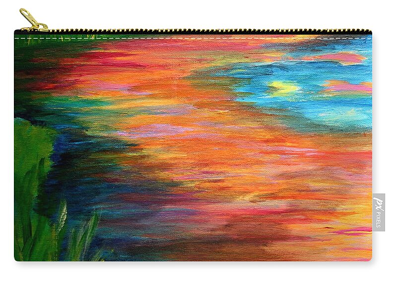 Landscape Zip Pouch featuring the painting Stream of Color by Julie Lueders 
