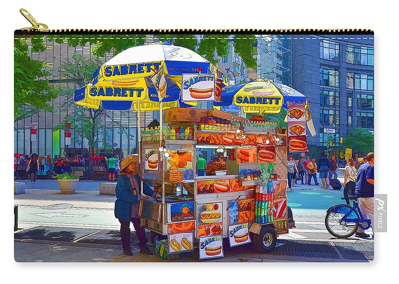 5th Zip Pouch featuring the painting Street Food by Jeelan Clark