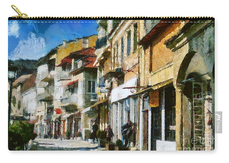 Painting Zip Pouch featuring the painting Street in Veliko Tarnovo by Dimitar Hristov