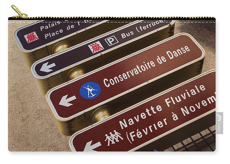 Sign Zip Pouch featuring the photograph Street sign in Avignon by Timothy Johnson