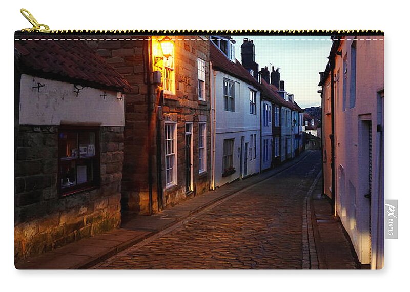Whitby England Zip Pouch featuring the photograph Streets at Twilight 2 by Lexa Harpell