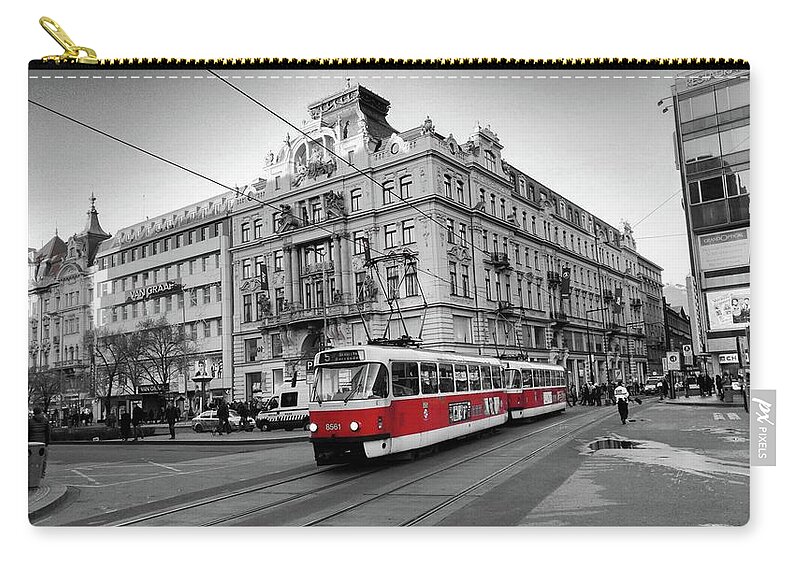 Tram Zip Pouch featuring the photograph Streets of Prague by Sascha Schultz