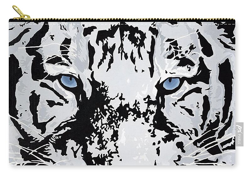 White Tiger Zip Pouch featuring the painting Strength And Beauty by Cheryl Bowman