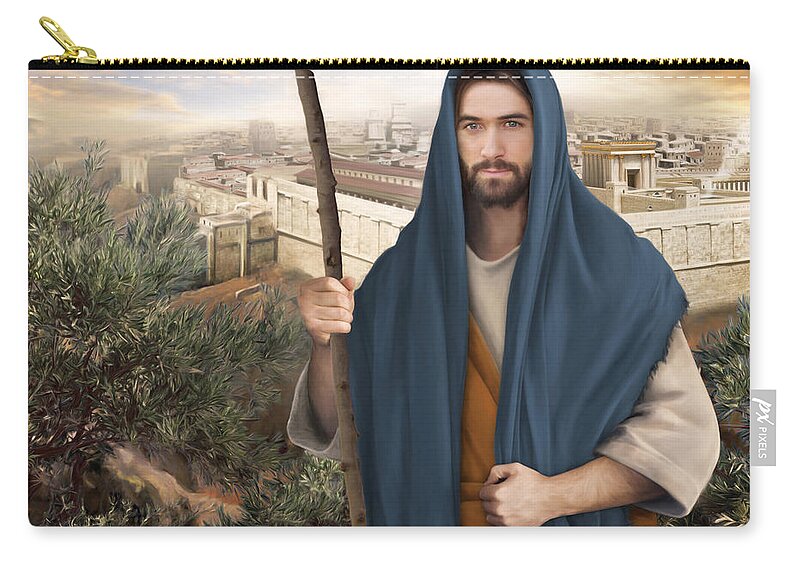 Jesus Zip Pouch featuring the painting Strength of Israel by Brent Borup