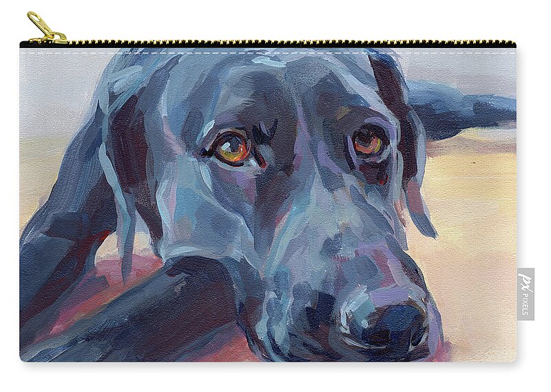 Black Lab Carry-all Pouch featuring the painting Stretched by Kimberly Santini