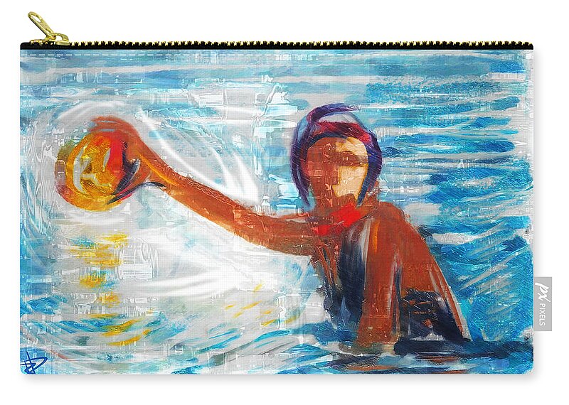 Water Polo Zip Pouch featuring the mixed media Striking Distance by Russell Pierce