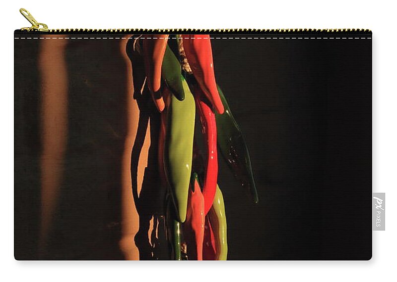 Ristra Zip Pouch featuring the photograph String Chilis by David Diaz