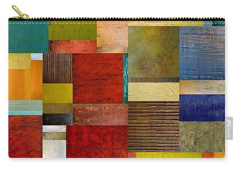 Textural Zip Pouch featuring the painting Strips and Pieces l by Michelle Calkins