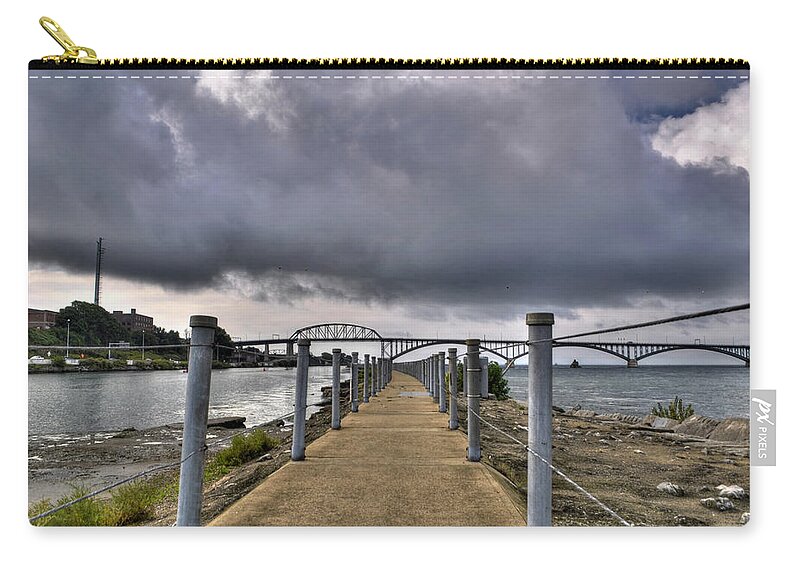 Buffalo Zip Pouch featuring the photograph Stroll On The Breakwall by Michael Frank Jr