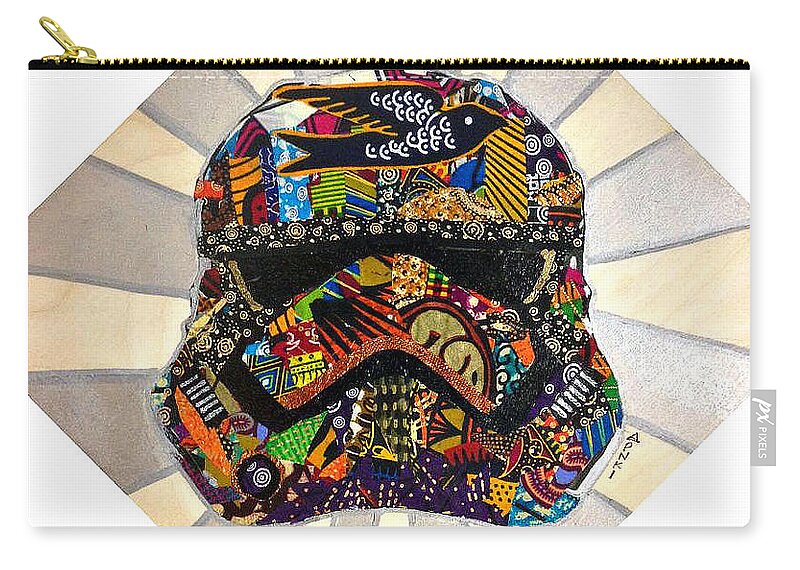 Storm Trooper Zip Pouch featuring the tapestry - textile Strom Trooper Afrofuturist by Apanaki Temitayo M
