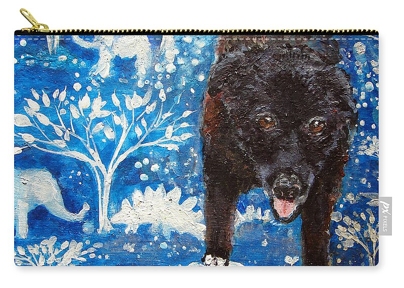 Pet Portrait Zip Pouch featuring the painting Stormy - Pet Portrait by Ashleigh Dyan Bayer